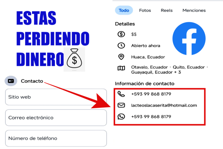 Cómo llenar el contacto de tu página de Facebook correctamente